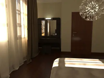 Bedroom with bed and lamp 3D model