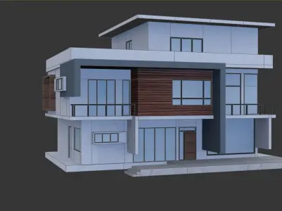 Akya - Big Modern House Low-poly 3D model