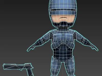 Robocop robot with gun Low-poly 3D model