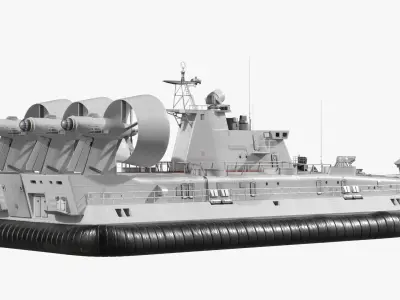  Heavy Assault Hovercraft with Propulsion Turbines Gray Simplified 