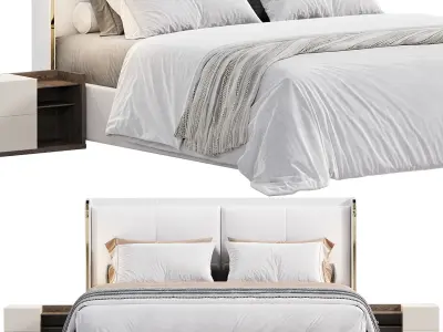 White Wingback King Bed 3D model