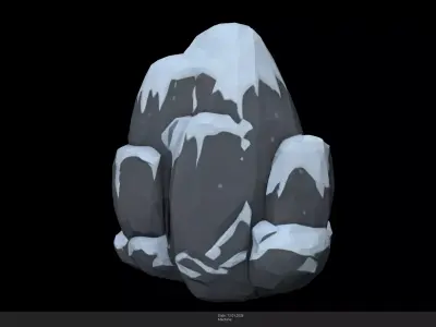Stylized Snowy Rocks Game Ready - AI Low-poly 3D model