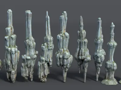 9 Modular Cave Columns - 250215 Low-poly 3D model