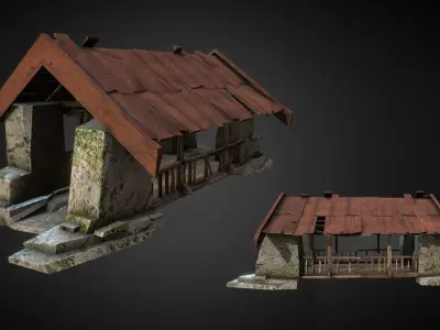Covered Bridge Low-poly 3D model