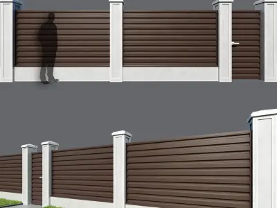 Fence made of corrugated board 5 options 3D model