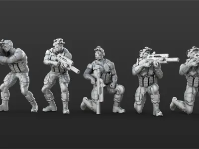 38 figure Sci fi soldier set 3D print model