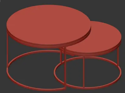 Spiro oak black set of industrial round coffee table Actona 3D model