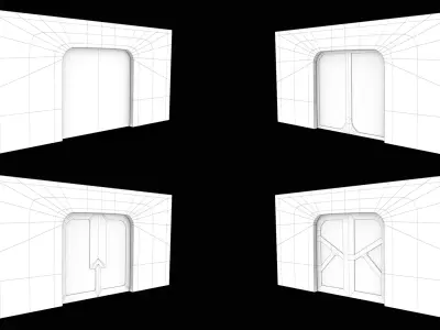 Lowpoly Scifi Door Collection Low-poly 3D model