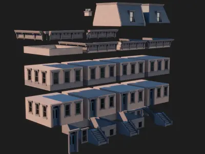 BrownStone Modular Building - Asset Low-poly 3D model