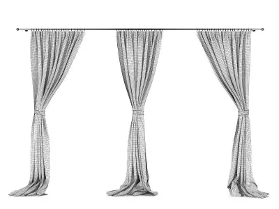 Beige Triple Curtains 3D model