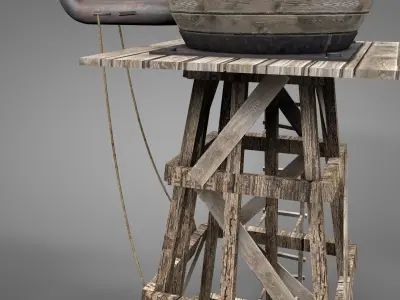 Old Western Water Tower Low-poly 3D model