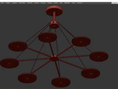 NADIN modern chandelier in brass and glass Low-poly 3D model
