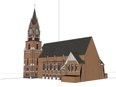 Architecture-Religion-God-Culture-Temple-085 church with steeple 3D model
