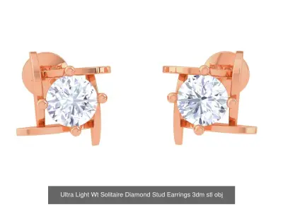 35 Ultra Light Wt Solitaire Diamond Stud Earrings 3dm stl obj 3D Model Pack