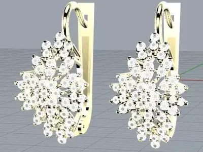 Floral Gold Ring and Earrings Jewelry Set 3D print model