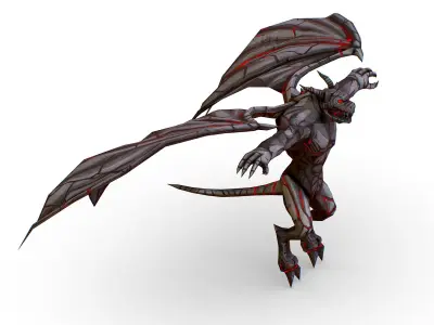 Low Poly Stone Gray Gargoyle Monster Low-poly 3D model