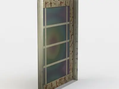 Window glass door with pattern Low-poly 3D model