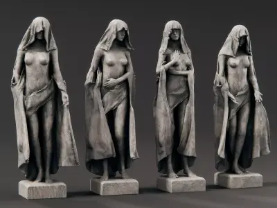 female statues Low-poly 3D model