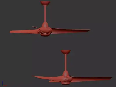 Modern 3-Blade Ceiling Fan Set 3D model