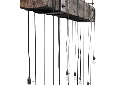 Wooden Chandelier 3D model