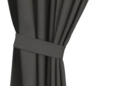 Dark Grey Window Curtains with Tie Backs 3D model