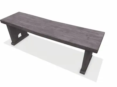 Old Medieval Bench Low-poly PBR 3D model