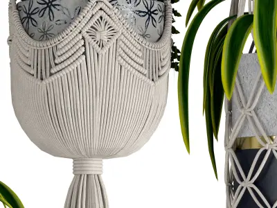 macrame plant hanger 3D model