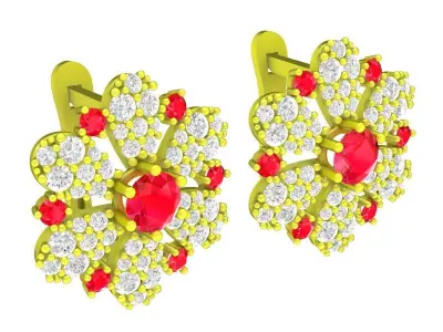 Elegant Floral Cluster Diamond Earrings for Women 5926 3D print model