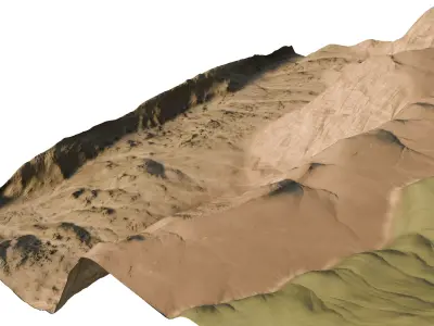 Riverside cliff 3D model terrain Low-poly 3D model