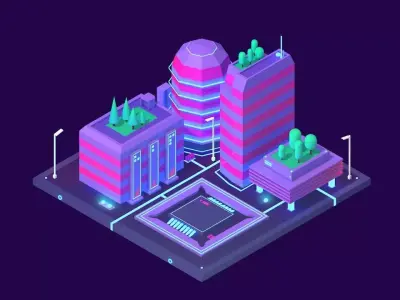 Cartoon Low Poly Sci-fi Space City Island Low-poly 3D model