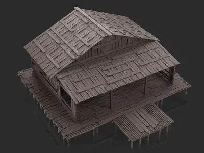 Fantasy Wooden House - Jungle Hut 3 3D model