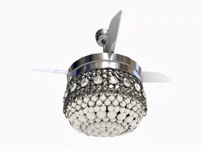 Modern Crystal Ceiling Fan Low-poly 3D model