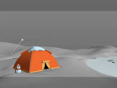 cartoon snow hut scene 3D model
