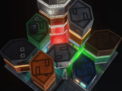 Low Poly Sci-Fi Building 10 - Slums 2 - Pixel City 3D Asset Pack Low-poly 3D model