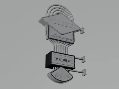 Neon Sign - Bar Cafe Lounge 3D model