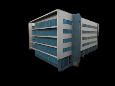 3D Building Low Poly  Low-poly 3D model