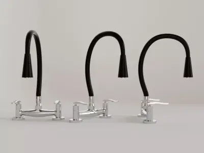 Modern Flexible Kitchen Faucet Double Handle 3D model