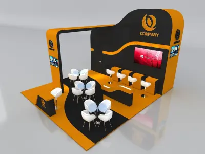 3D Exhibition Booth Stand Stall 6x7m Height 450 cm 3 Side Open 3D model