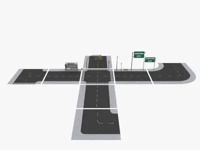 Cartoon Road Pack Low-poly 3D model