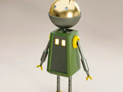 5 low poly Robot Bundle Low-poly 3D model