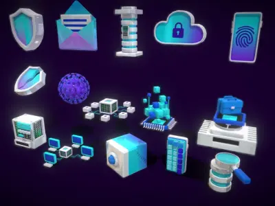 3D Button Collections7 Low-poly 3D model