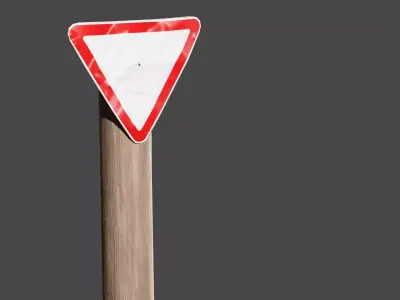 Wooden Pole Sign Yield 3D model