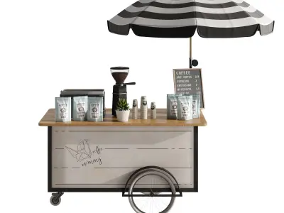 mini coffee cart set 5 3D model