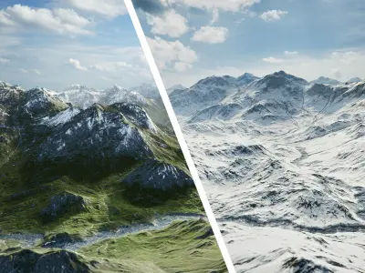 Mountain Summer and Winter Textures Low-poly 3D model