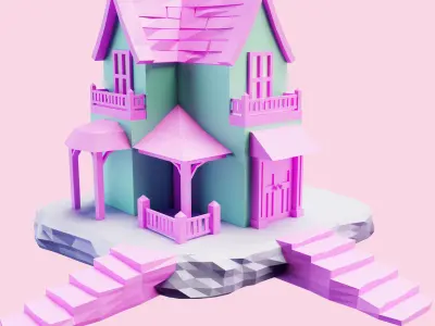 5 lowpoly house Low-poly 3D model