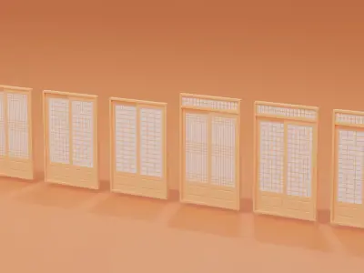 Korean Interior Door Collection 3D model