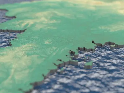 3d map France with relief 5k 3D model