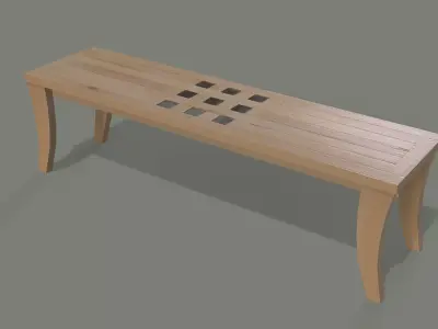 wooden bench Low-poly 3D model