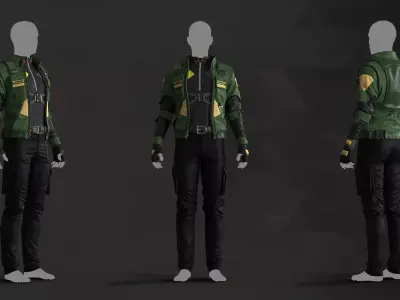 Cyberpunk Men Combat Suit - 118 Marvelous Designer and Clo3D 3D model