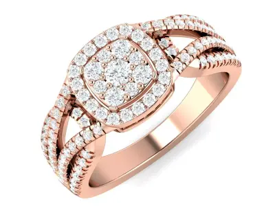 SWAZ06LR engagement ring in rose gold with diamonds 3D print model